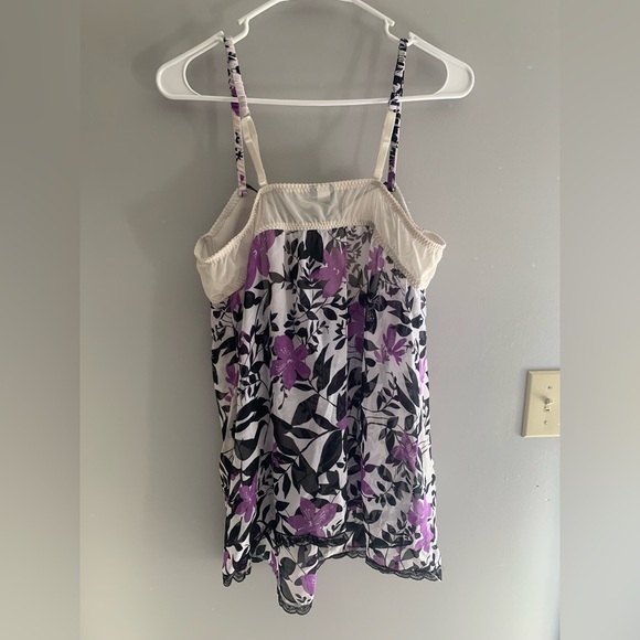 Womens Apt 9 Intimates Purple Floral Lace Chiffon Spaghetti Strap Lingerie XL - Picture 7 of 9